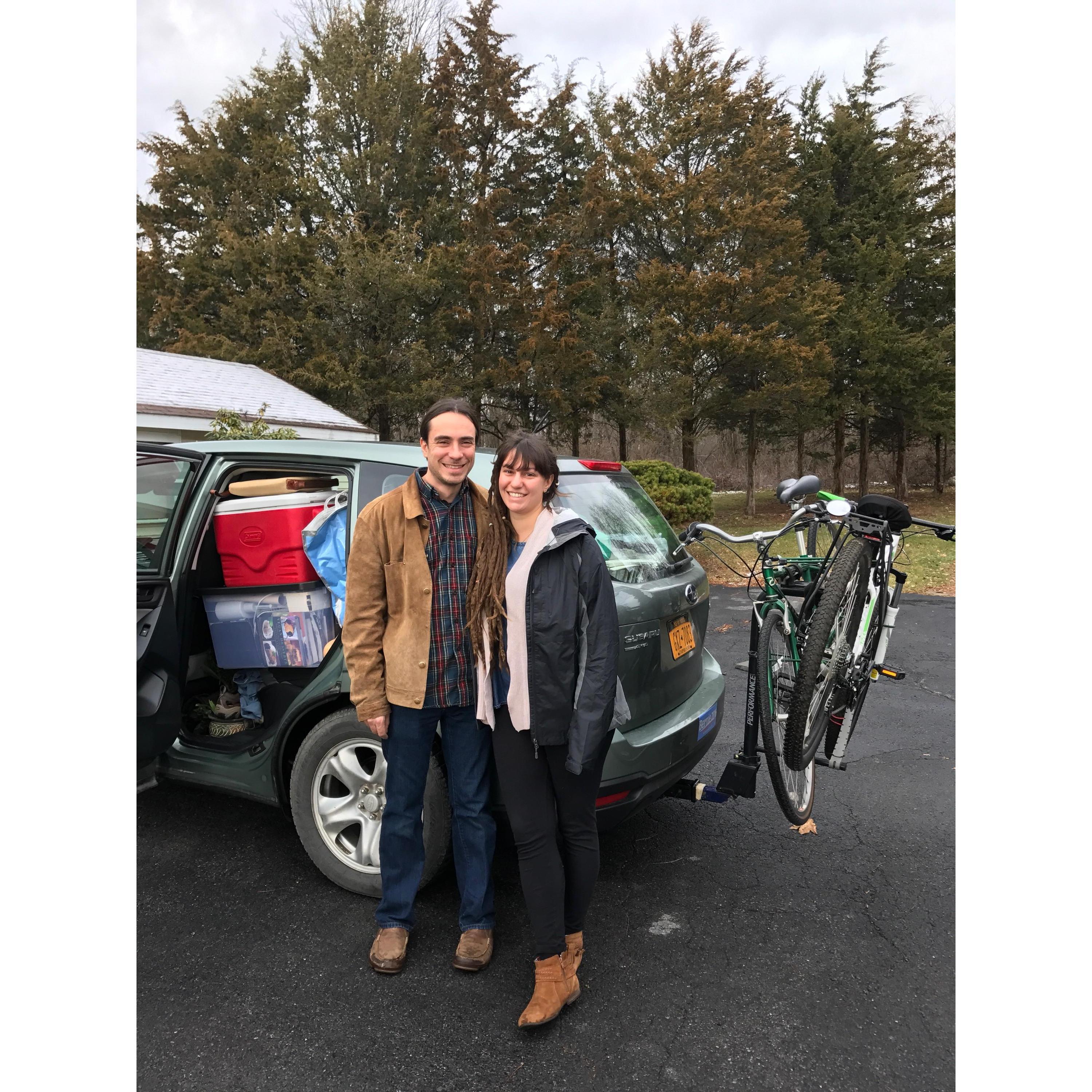Loading the car for our winter in Florida, 2016
