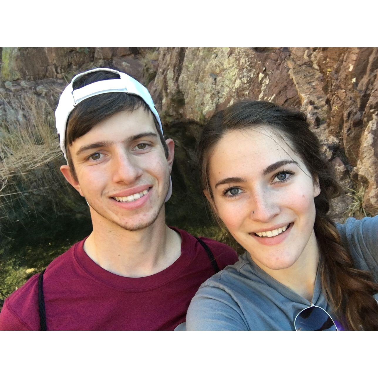 This is our very first date, a hike in the Organ Mountains.