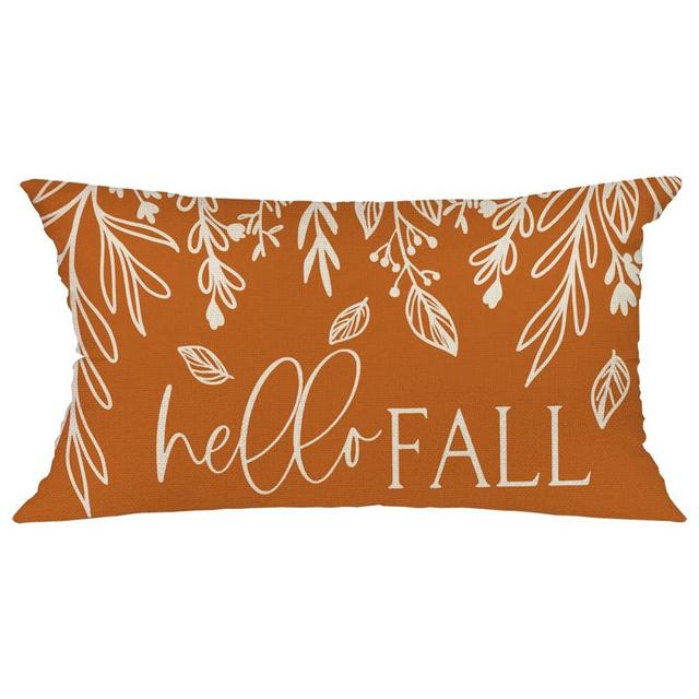 GEEORY Fall Decor Pillow Cover 12x20 inch Hello Pumpkin Leaves Farmhouse Lumbar Throw Pillow Cover for Autumn Fall Decorations Fall Pillows Decorative Pillow Cover for Couch Sofa