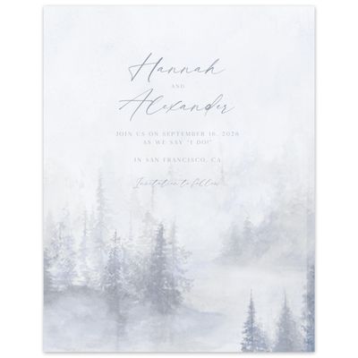 Cloud Gray, Grey Wedding Digital Save the Date - Forest Portrait