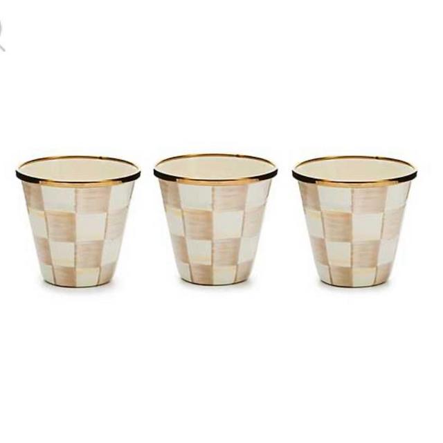 Mocha Check Herb Pots, Set of 3