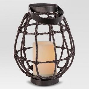 Outdoor Lantern Open Weave Rattan with Candle small - Threshold™