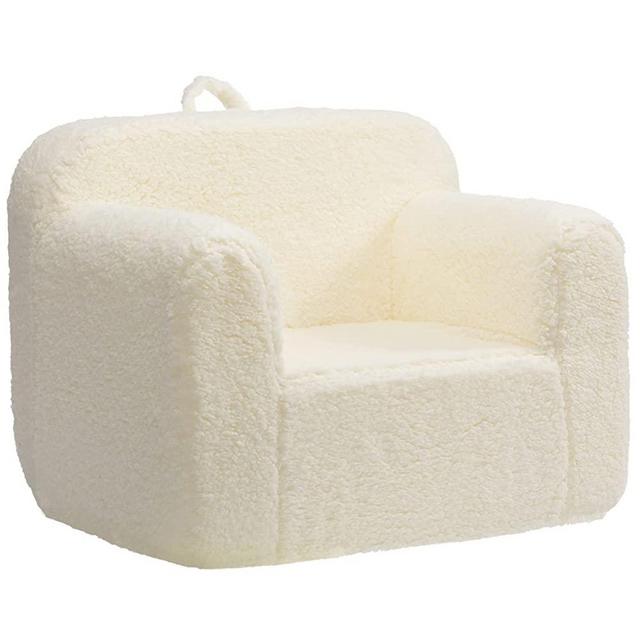 ALIMORDEN Kids Ultra-Soft Snuggle Foam Filled Chair, Single Cuddly Sherpa Reading Couch for Boys and Girls, Cream