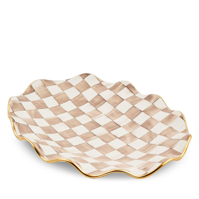 MacKenzie-Childs Mocha Check Ceramic Large Serving Platter
