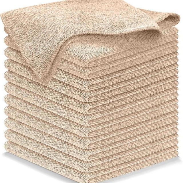 USANOOKS Microfiber Cleaning Cloth - Beige - 12Pcs (12.5x12.5 inch) High Performance - 1200 Washes, Ultra Absorbent Car Towel Traps Grime & Liquid for Streak-Free Mirror Shine - car Washing Cloth