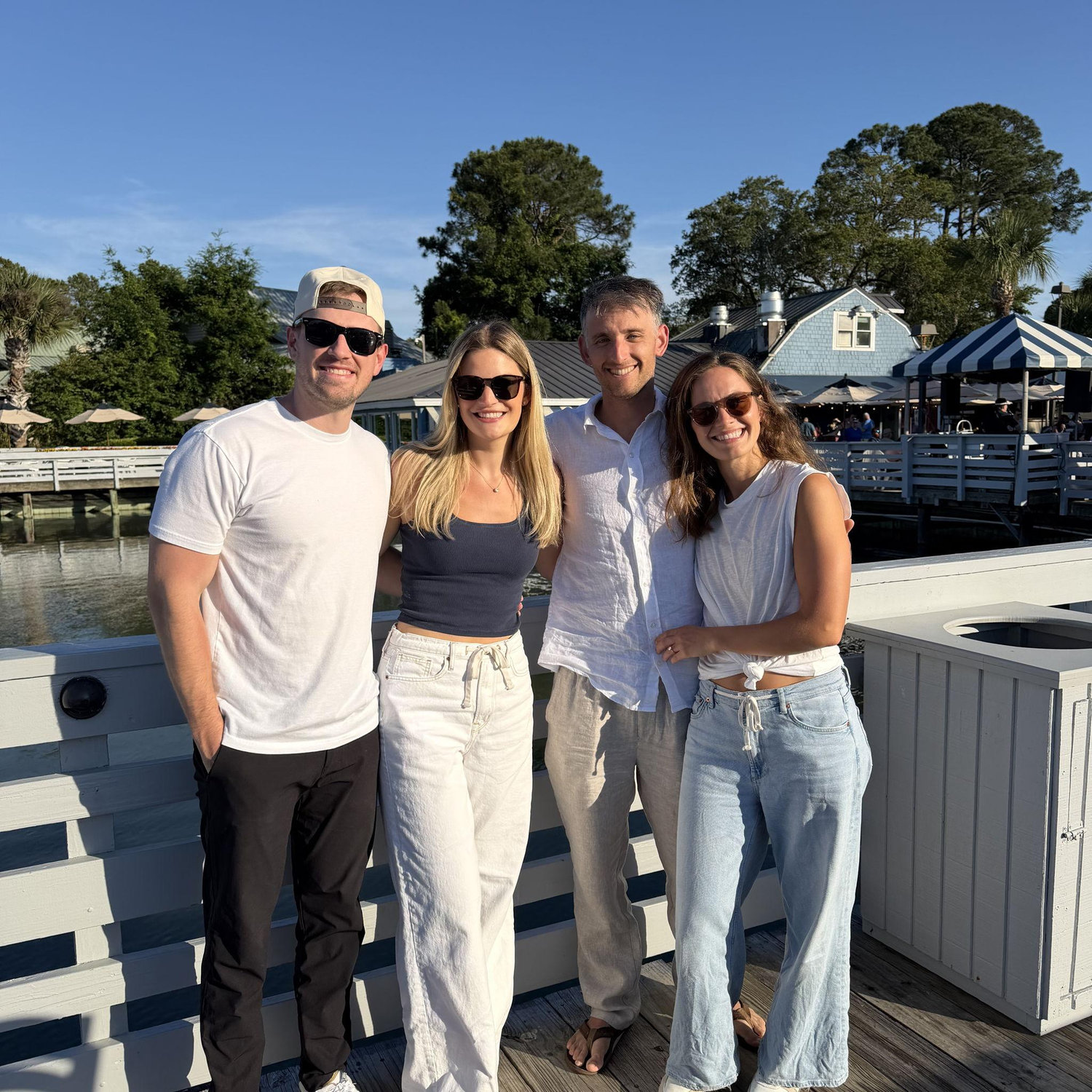 Celebrating our engagement with our best friends Clare and Brad!