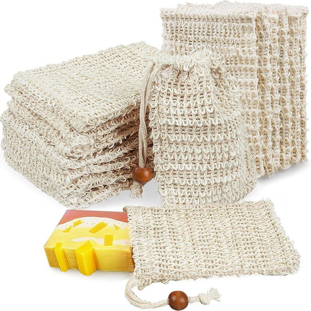 Ycolama 50 Soap Bags Mesh Exfoliating, 100% Natural Sisal Soap Pouch, Soap Savers for Shower Use Like Massaging And Scrubbing(5.3 × 3.7inches)
