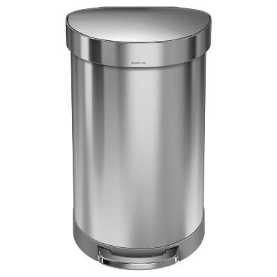 Simplehuman studio 45 liter Semi-Round Step Trash Can, Brushed Stainless Steel