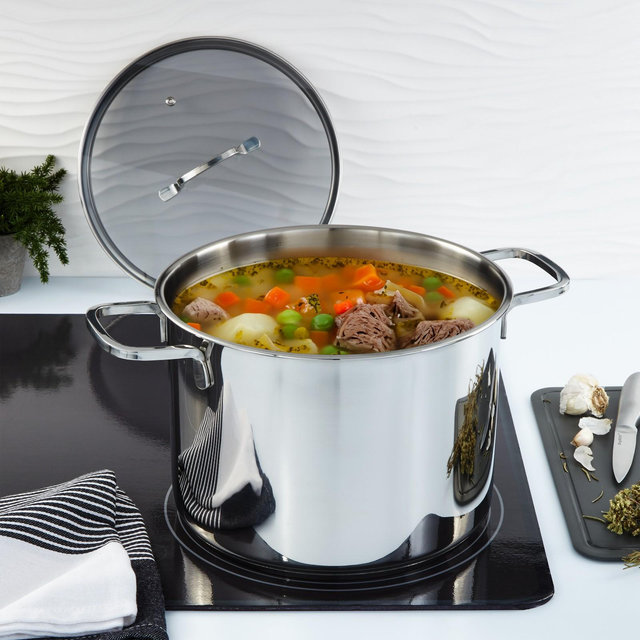 BergHOFF Helix Recycled 18/10 Stainless Steel 10.25" Stockpot 10.6qt. With Glass Lid