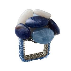Sea Stone Napkin Rings, Set of 4, Color: Navy