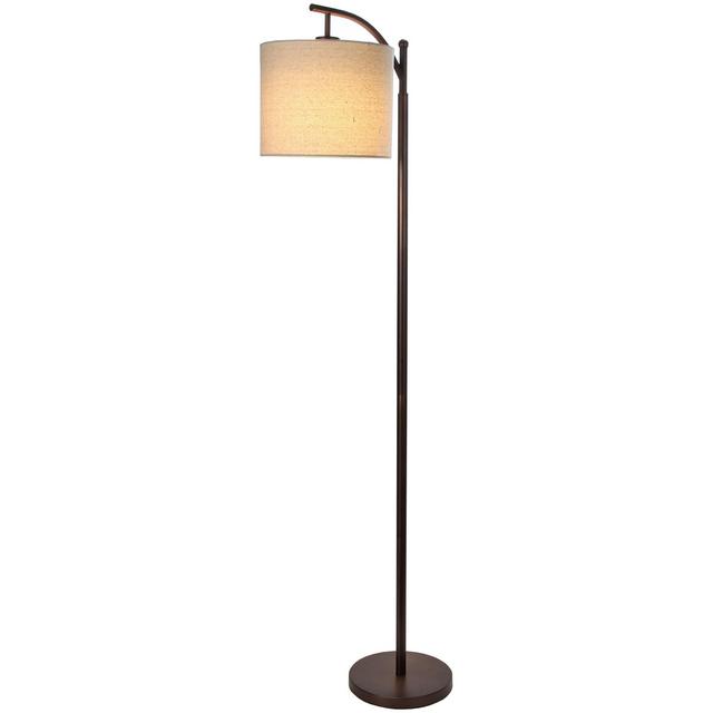 Brightech Montage LED Floor Lamp - Noir Stem with Oatmeal Hue Drum Shade - Industrial Tall Standing Lamp for Living Room or Bedroom - Includes Energy Saving 9.5 Watt LED Light Bulb - Oil Rubbed Bronze