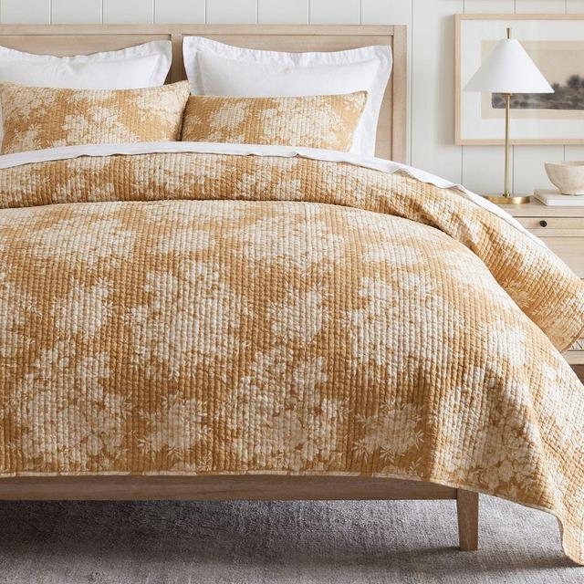 Juliette Toile Reversible Pick-Stitch Quilt, Full/Queen, Harvest Gold