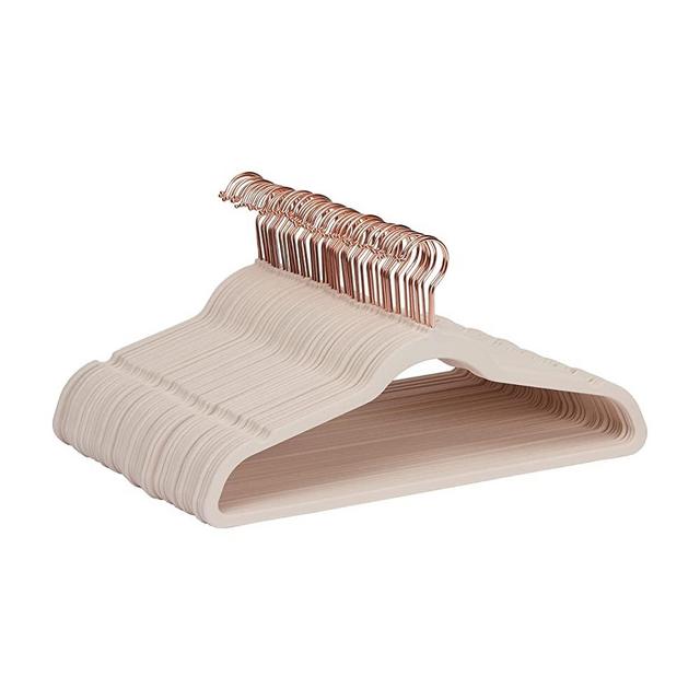 Amazon Basics Slim, Velvet, Non-Slip Suit Clothes Hangers, Blush Pink/Rose Gold - Pack of 50