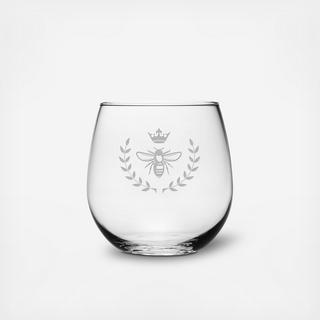 Vintage Bee Stemless Wine Glass, Set of 4