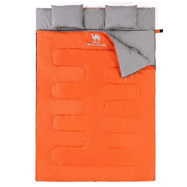 CAMEL CROWN Double Sleeping Bag for Backpacking, Camping, Hiking,Outdoor Activities, Cold Weather 2 Person Waterproof Sleeping Bag for Adults Or Teens.