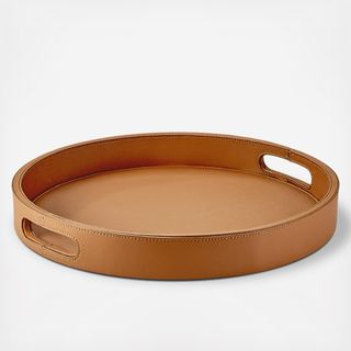 Traditional Leather Round Bar Tray
