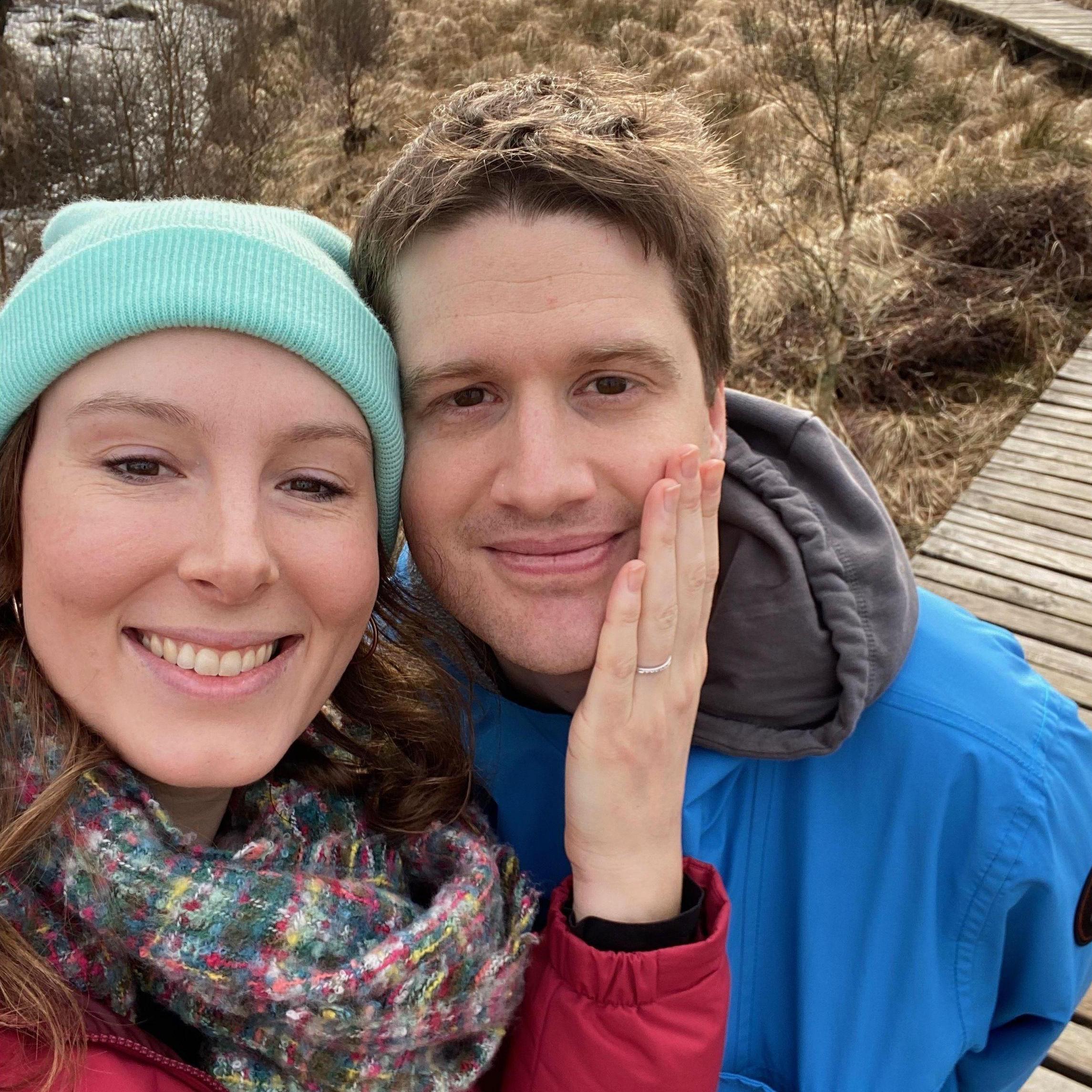 The day after we got engaged, on a hike in the Haute Fagnes in Belgium