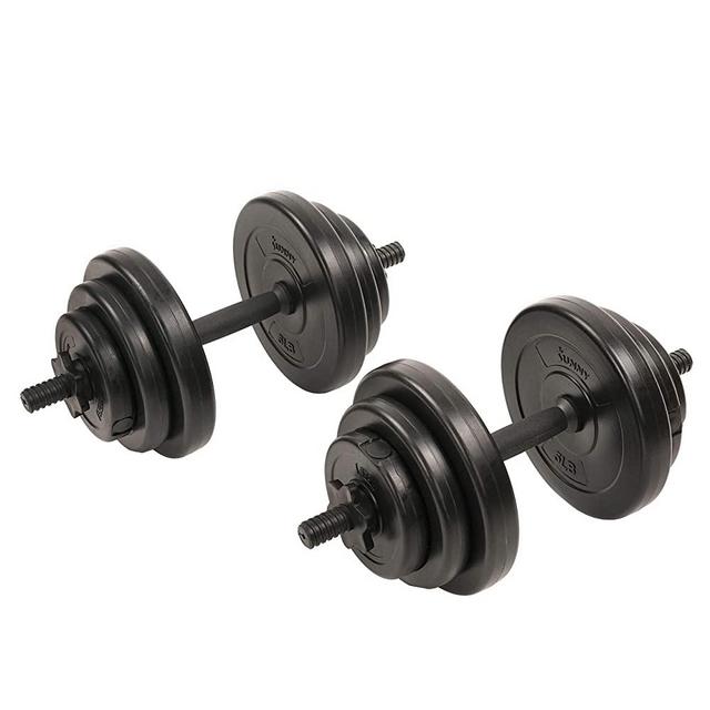 Sunny Health & Fitness Exercise Vinyl 40 Lb Dumbbell Set Hand Weights for Strength Training, Weight Loss, Workout Bench, Gym Equipment, and Home Workouts