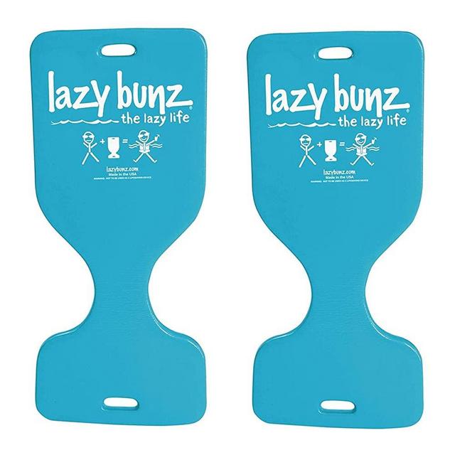 Texas Recreation Lazy Bunz 36 Inch Long Comfortable Adult Child Vinyl Foam Saddle Sitting Floating Swimming Pool Water Lounger Seat, Teal (2 Pack)
