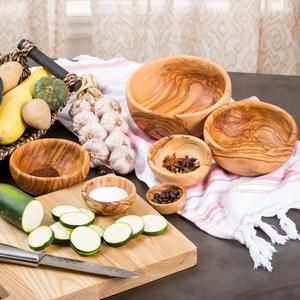 Handmade Set of 6 Olive Wood Nesting Bowls (Tunisia)