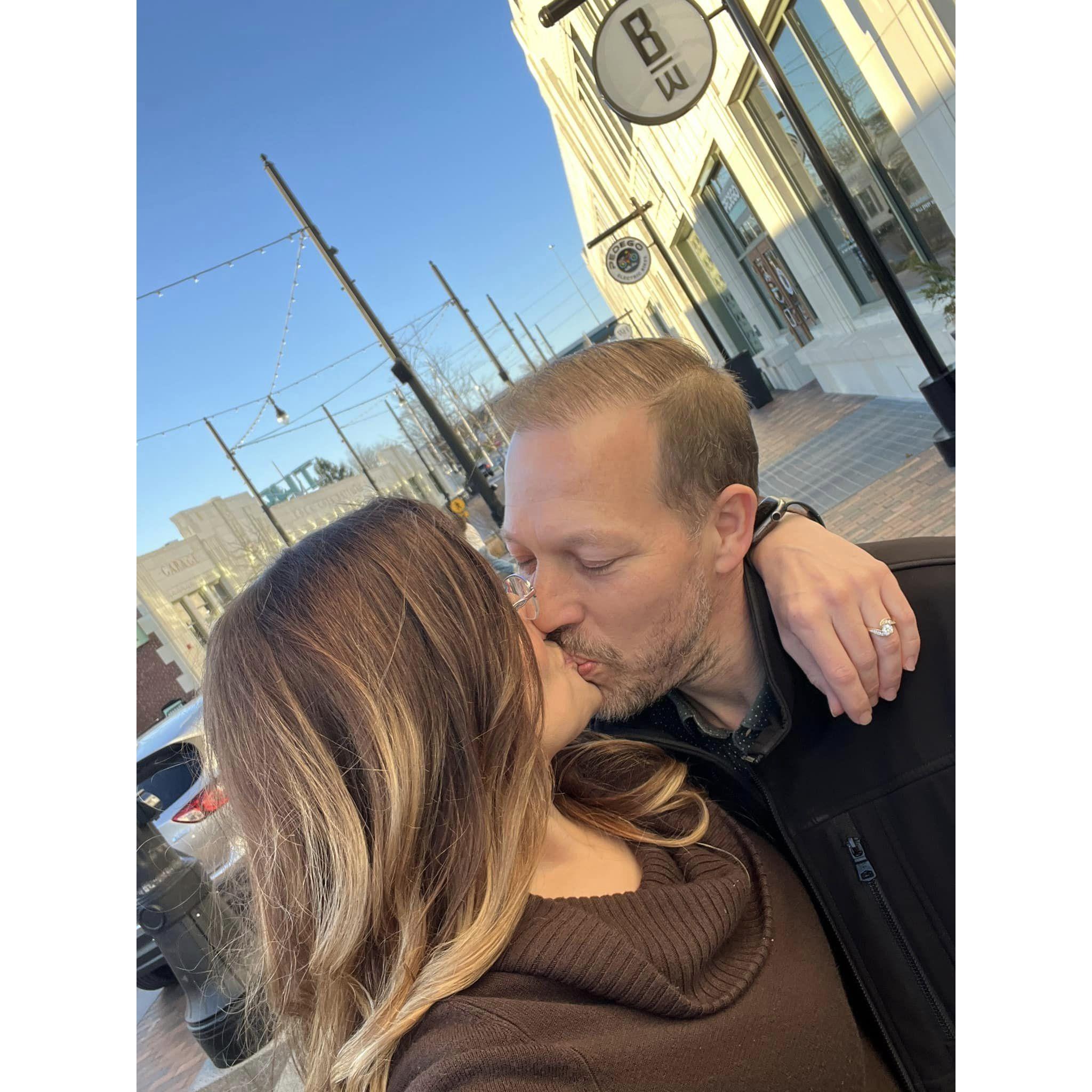 First Kiss as an engaged couple.