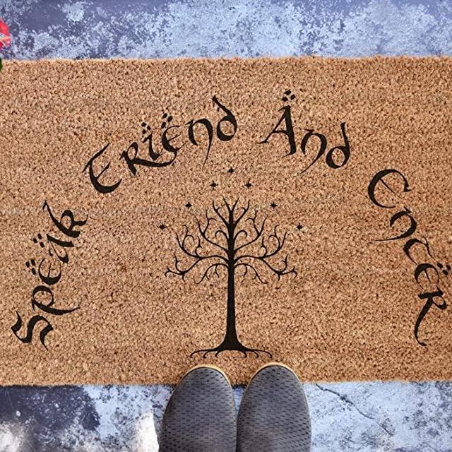Speak Friend And Enter - Lord of the Rings - The Hobbit - LOTR - Personalized Doormat - Wedding Gift - Housewarming Gift (24" x 16")