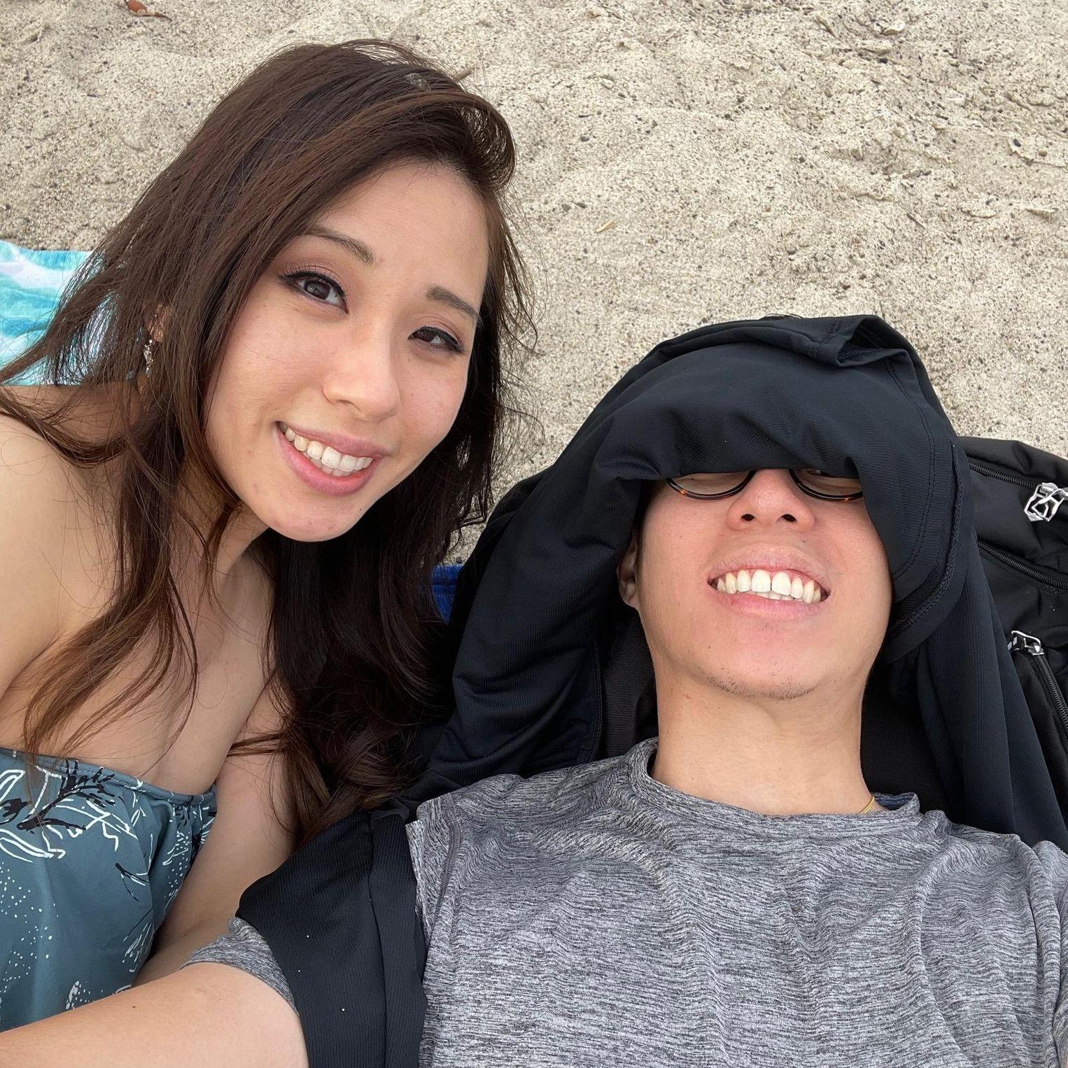 One of Tina's favorite activities before Michael: going to the beach to jump waves, read/study, grab a ham cheese jalapeño croissant & a green Thai tea.
...and then there's Michael...