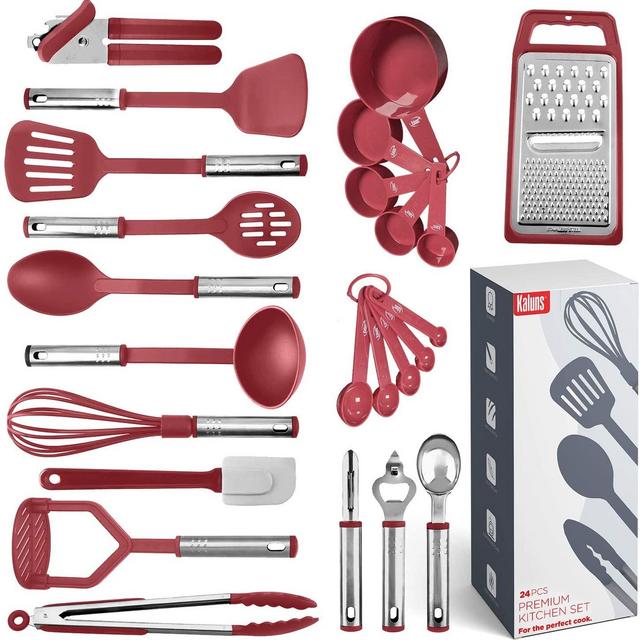 Kaluns Non-Stick and Heat Resistant Kitchen Cooking Utensil Set, 24 Piece, Black
