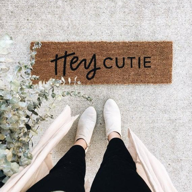 hey cutie mat | hand painted, custom doormat | cute doormat | outdoor doormat | wedding gift | housewarming gift