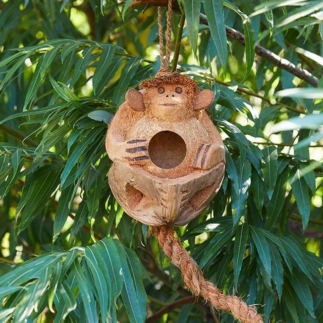 Coconut Monkey Birdhouse