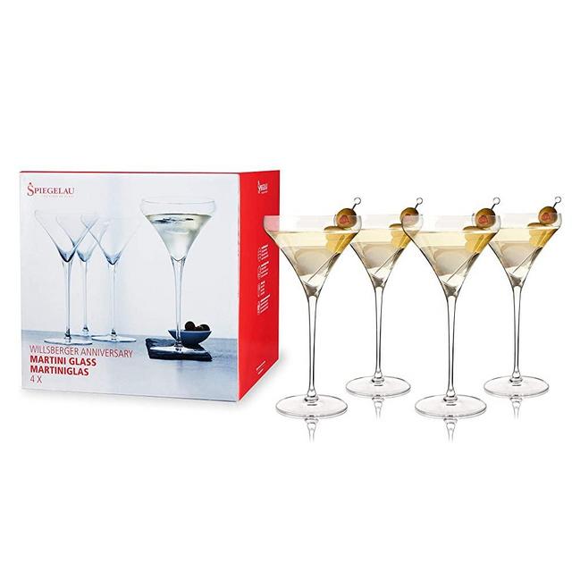 Spiegelau Willsberger, Set of 4 European-Made Lead-Free Crystal, Modern, Dishwasher Safe, Professional Quality Cocktail Gift Set, 9.2 oz, Small Martini Glass