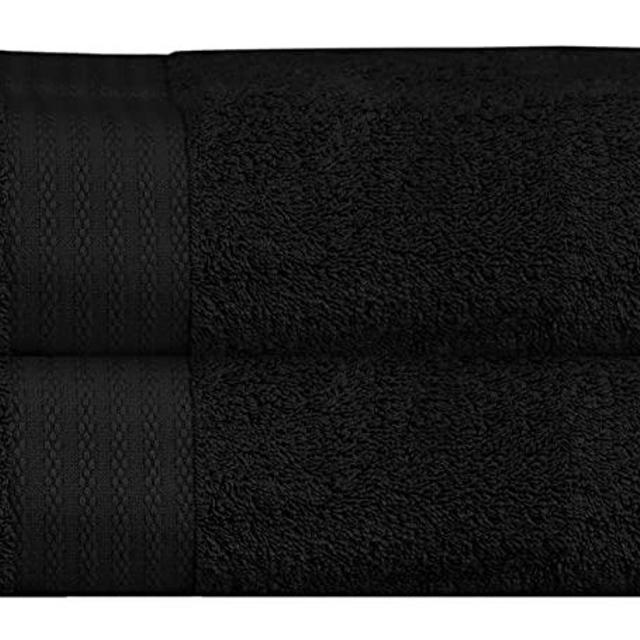 Glamburg Premium Cotton Oversized 2 Pack Bath Sheet 35x70 - 100% Pure Cotton - Ideal for Everyday use - Ultra Soft & Highly Absorbent - Machine Washable - Black