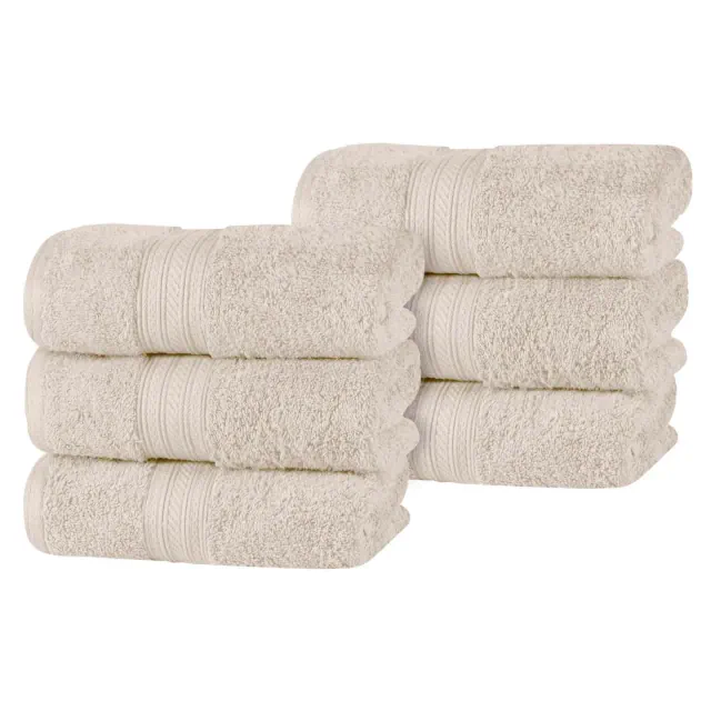 Cotton Plush Soft Highly-Absorbent Heavyweight Luxury Hand Towel Set of 6, Ivory - Blue Nile Mills