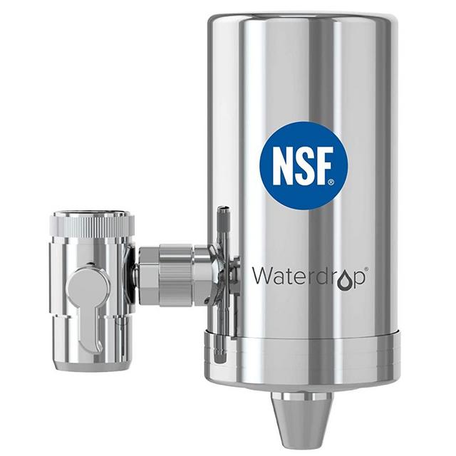 Waterdrop WD-FC-06 NSF Certified Stainless-Steel Faucet Water Filter, Carbon Block Water Filtration System, Tap Water Filter, Reduces Chlorine, Heavy Metals and Bad Taste (1 Filter Included)