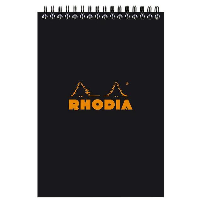 Rhodia Wirebound Notepad - Lined 80 sheets - 6 x 8 1/4 - Black cover – Pack of 1