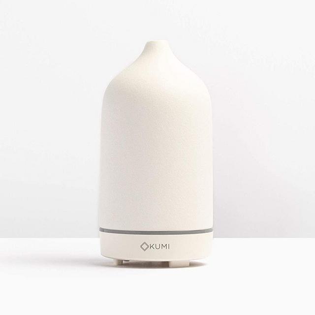 Kumi Stone Diffuser, White Ceramic Cover, Ultrasonic Technology for Aromatherapy and Diffusing Essential OIls