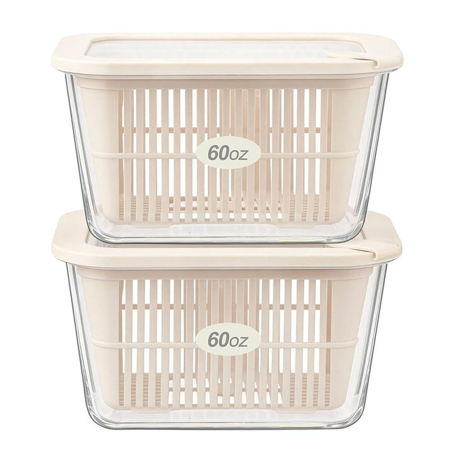 Urban Green Glass Food Storage Containers, BPA-Free, (Ivory White- 2RT)