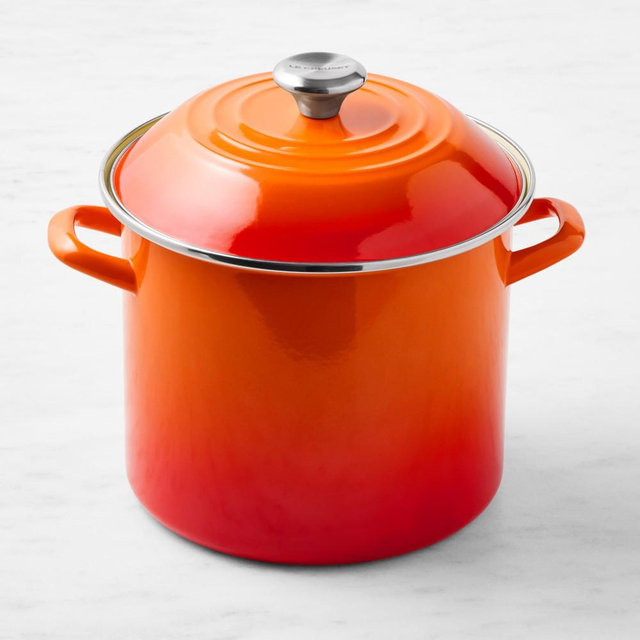 Le Creuset Enameled-Steel Stock Pot, 10-Qt., Flame