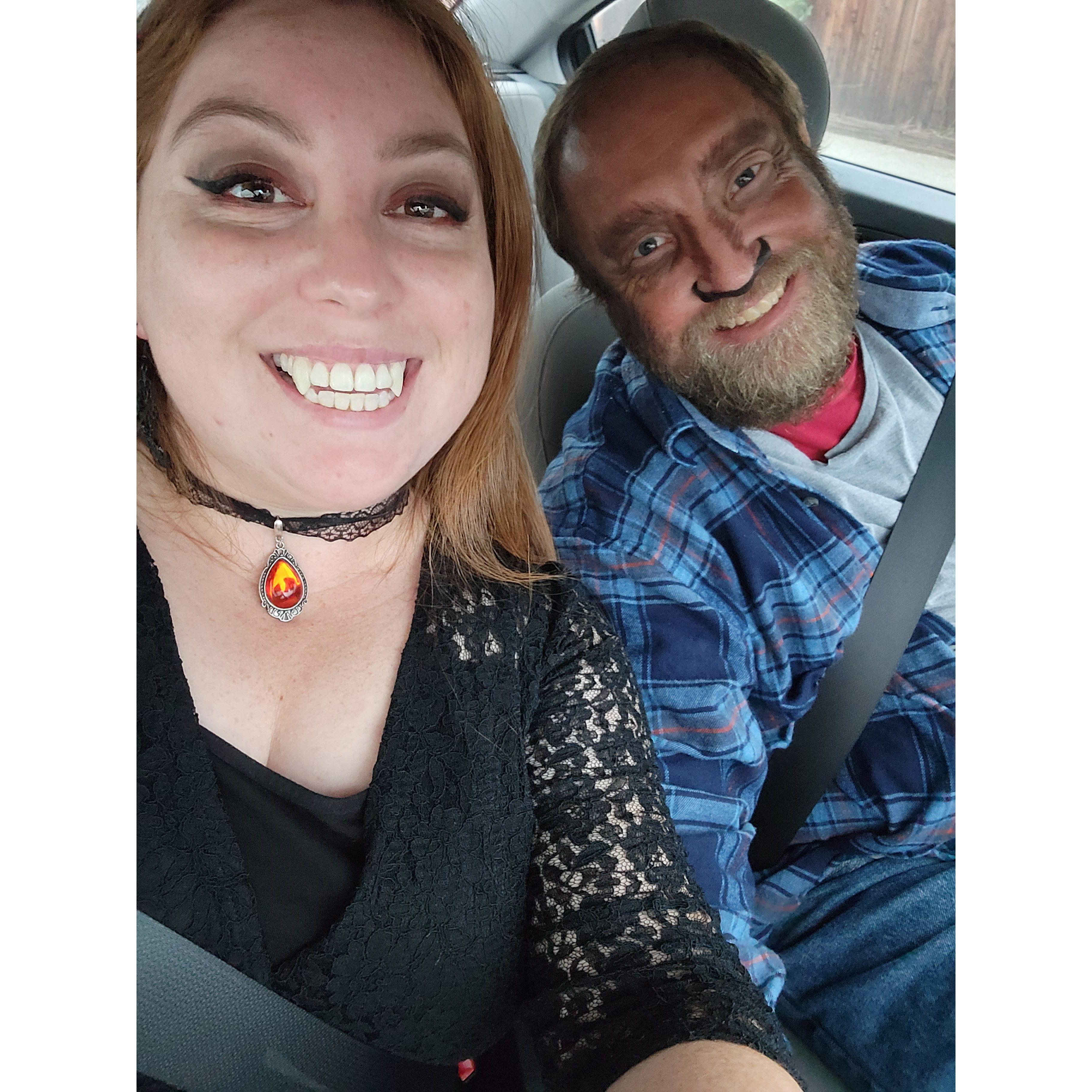 First Halloween together! A werewolf and vampire. :)