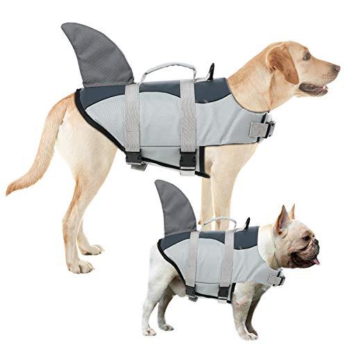 AOFITEE Dog Life Jacket Pet Safety Vest, Adjustable Dog Lifesaver Ripstop Pet Life Preserver with Rescue Handle for Small Medium and Large Dogs, 5 Sizes