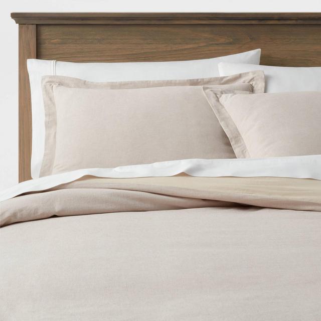 King Cotton Linen Chambray Duvet Cover & Sham Set Khaki - Threshold™