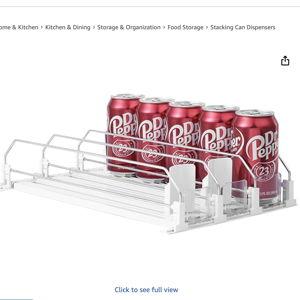 Drink Organizer for Fridge-White Automatic Pusher Glide,12oz 16oz 20oz-Soda Dispenser for Fridge-Holds up to 15 Cans
