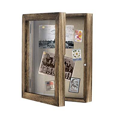 Love-KANKEI Shadow Box Frame 8x10 Shadow Box Display Case with Linen Back Memorabilia Awards Medals Photos Memory Box Carbonized Black