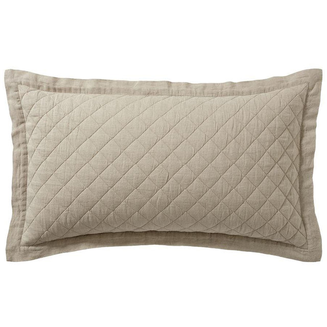 Belgian Flax Linen Diamond Quilted Sham, Dark Flax, King, Set of 2