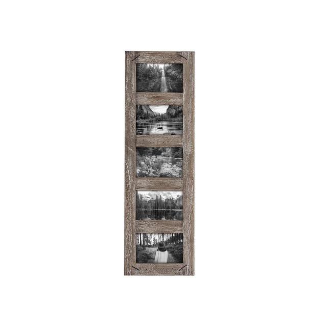 4 x 6 inch Decorative Distressed Wood Picture Frame with Nail Accents - Holds 5 4x6 Photos - Foreside Home & Garden