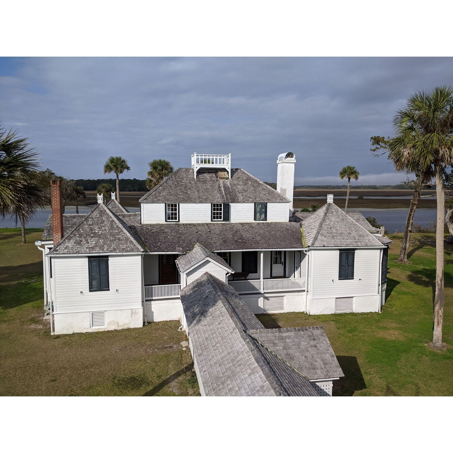 A view of the main house from the roof of the kitchen house.