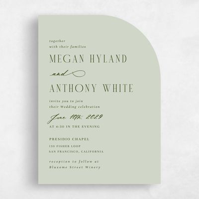 Green Half arch Wedding Invitation - Uzes Type