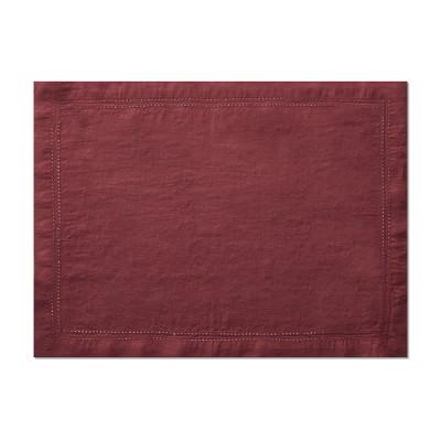 Linen Double Hemstitch Place Mats - set of 4 - Burgundy