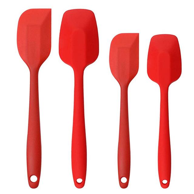 Silicone Spatulas Set, Rubber Spoon Spatula Heat Resistant Non-Stick Scrapers Baking Mixing Tool (Red)