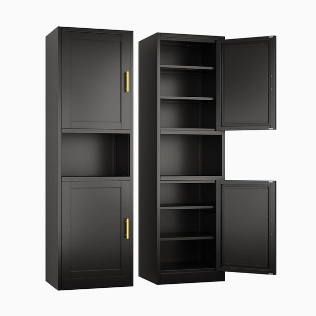 Ckzbx Tall Narrow Storage Cabinet 66.93" H Tall Bathroom Cabinet Metal Pantry Cabinets, 4 Adjustable Shelves for Kitchen, Home Office, Living Room, Dinning Room (20 inches Wide Black)